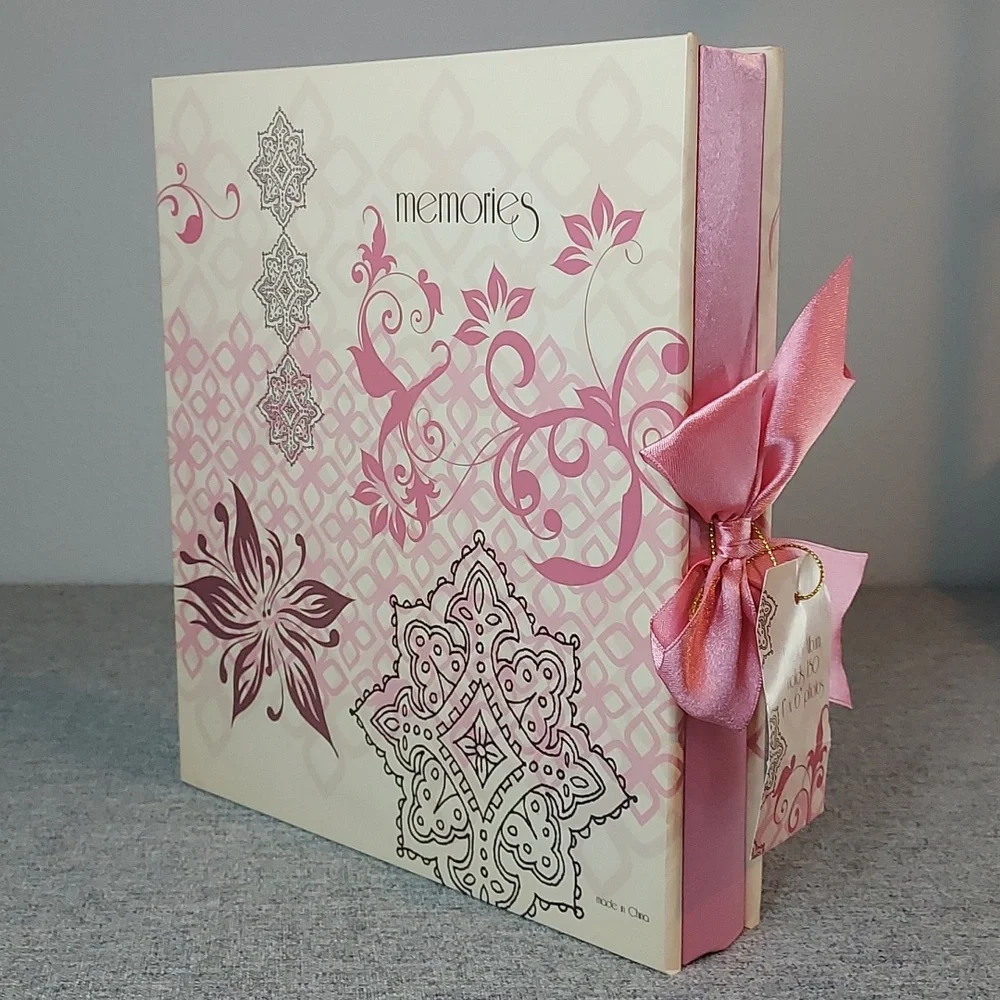 Pink Off White Grey Floral Patterned 4x6 Photo Album Book Binder NWT